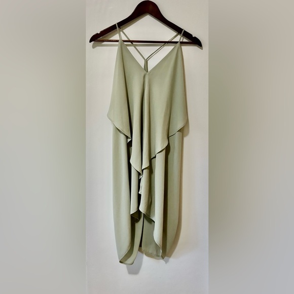 Revamped| Elegant Sage Green Flowing Sleeveless Mini Dress Sz S Brand NEW w/Tags - Picture 1 of 5